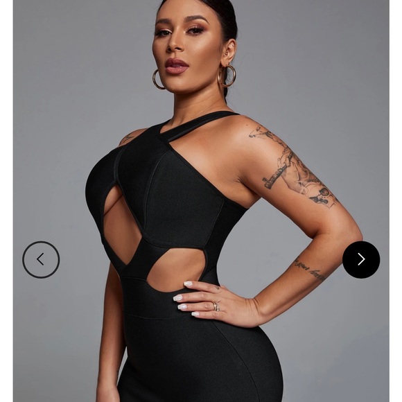 Cross Front Cut Out Cocktail Dress In Black - Picture 4 of 4